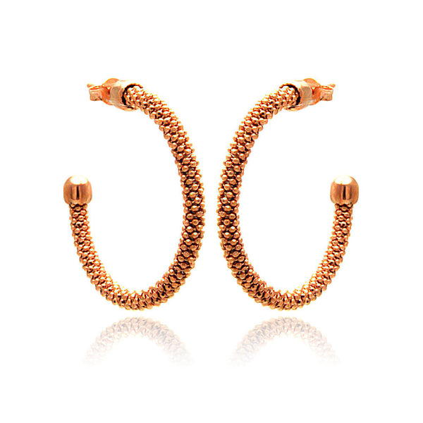 Closeout-Silver 925 Rose Gold Plated Hoop Earrings - ITE00042RGP