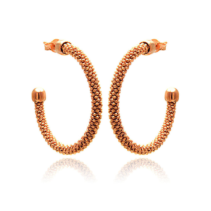Closeout-Silver 925 Rose Gold Plated Hoop Earrings - ITE00042RGP