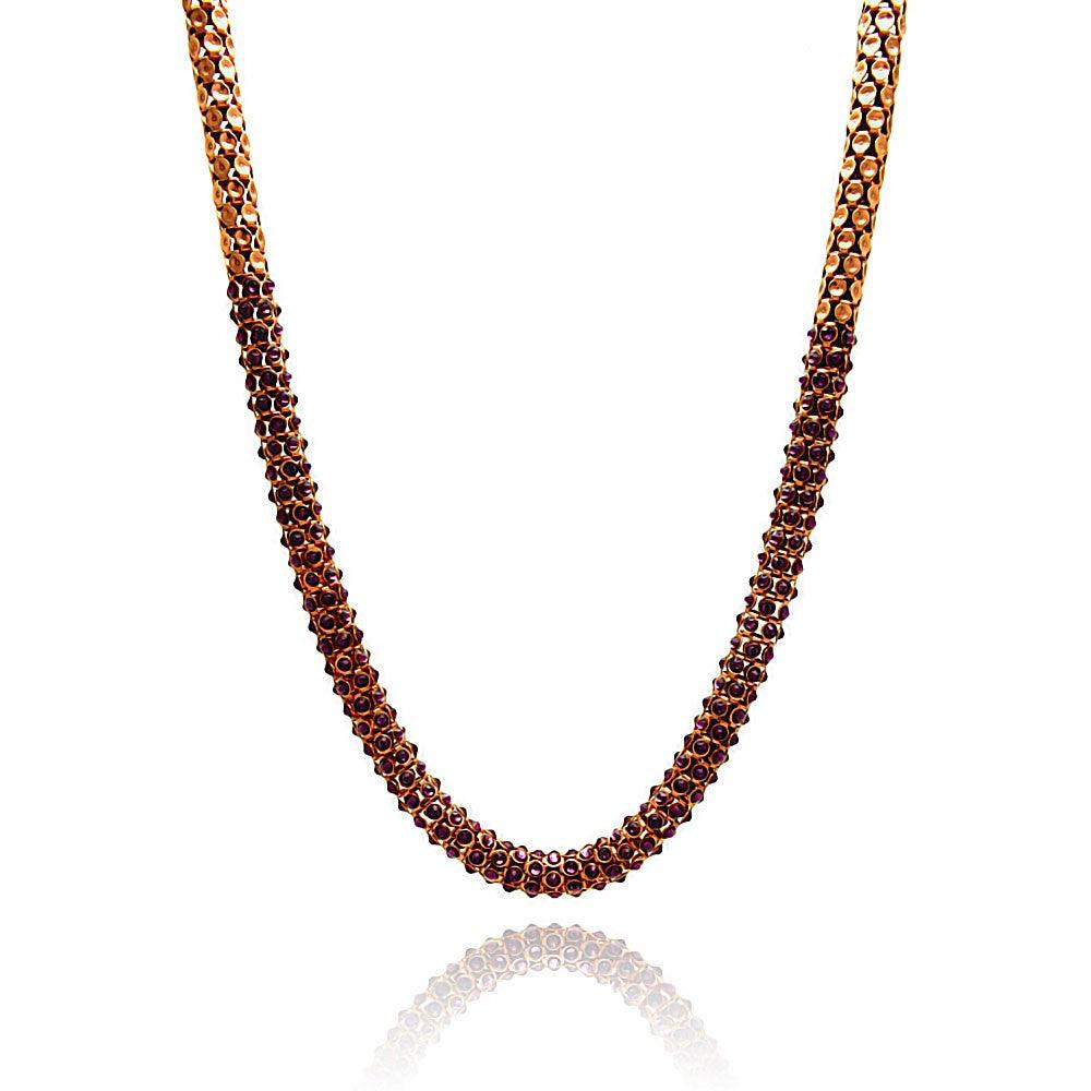 Collar de malla italiana chapado en plata de ley 925 con circonitas - ITN00042