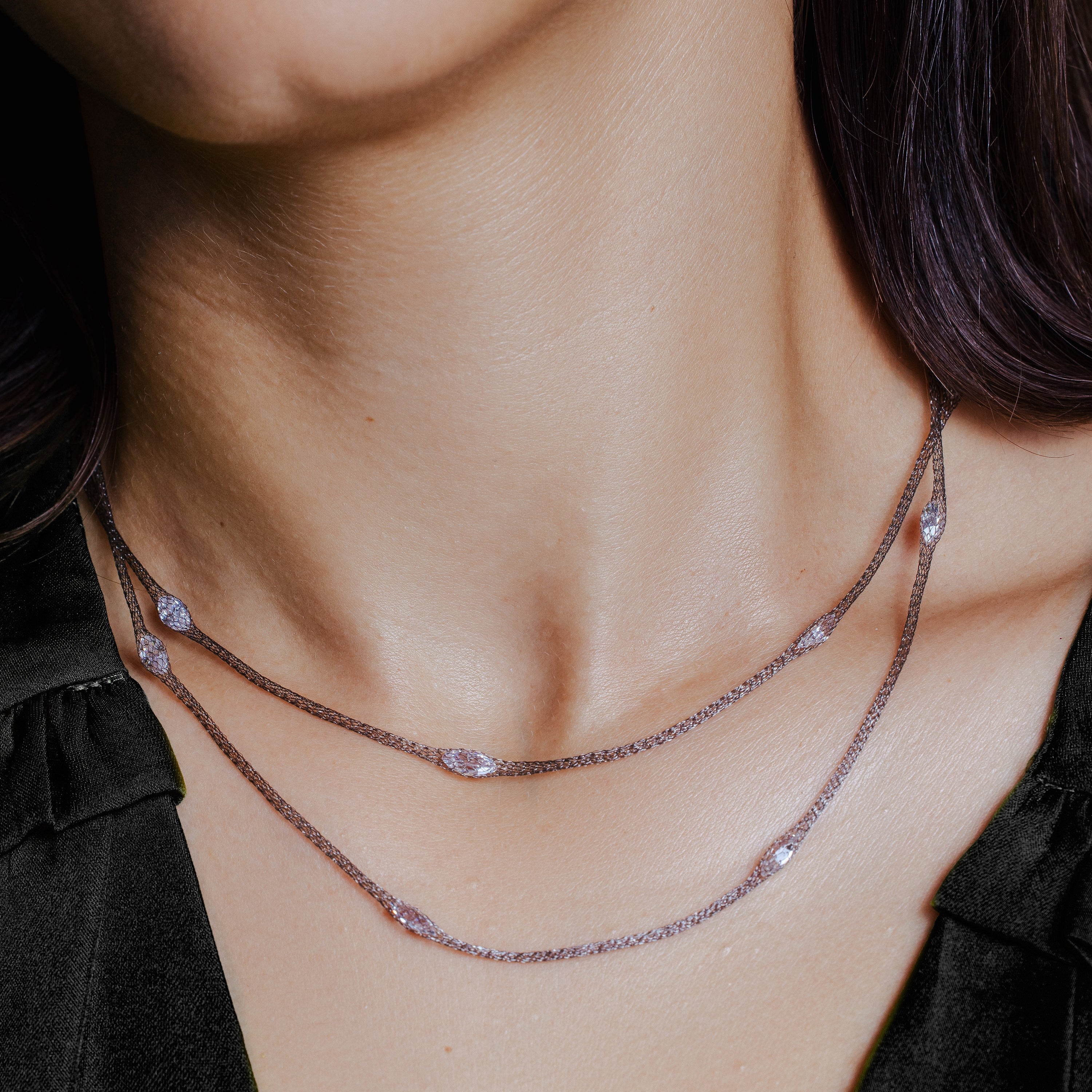 Collar Italiano De Cadena Mística Chapada En Rodio Negro De Plata 925 - ITN00051BLK