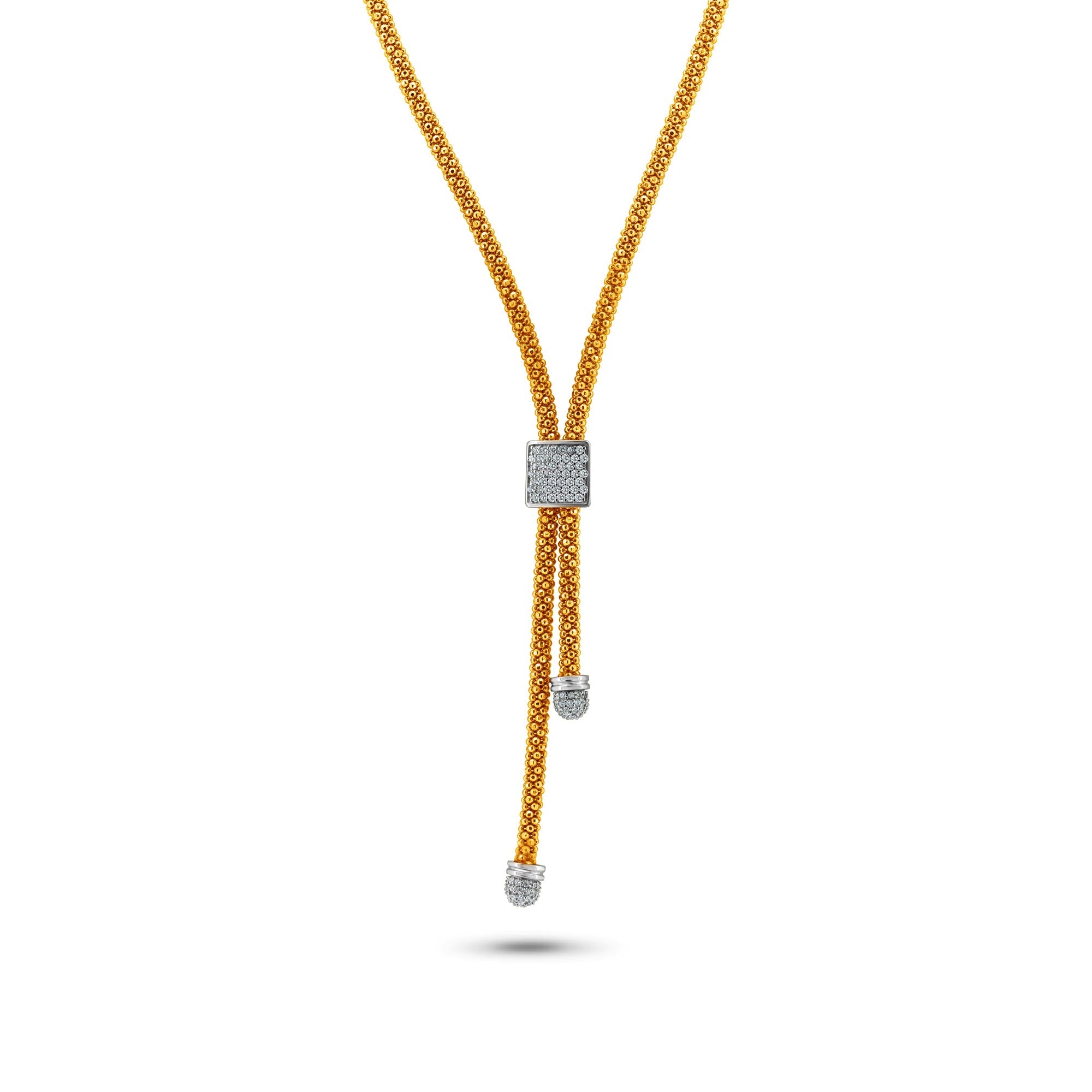 Clearance-Silver 925 Rose Gold and Rhodium Plated Italian Necklace - ITN00106RGP