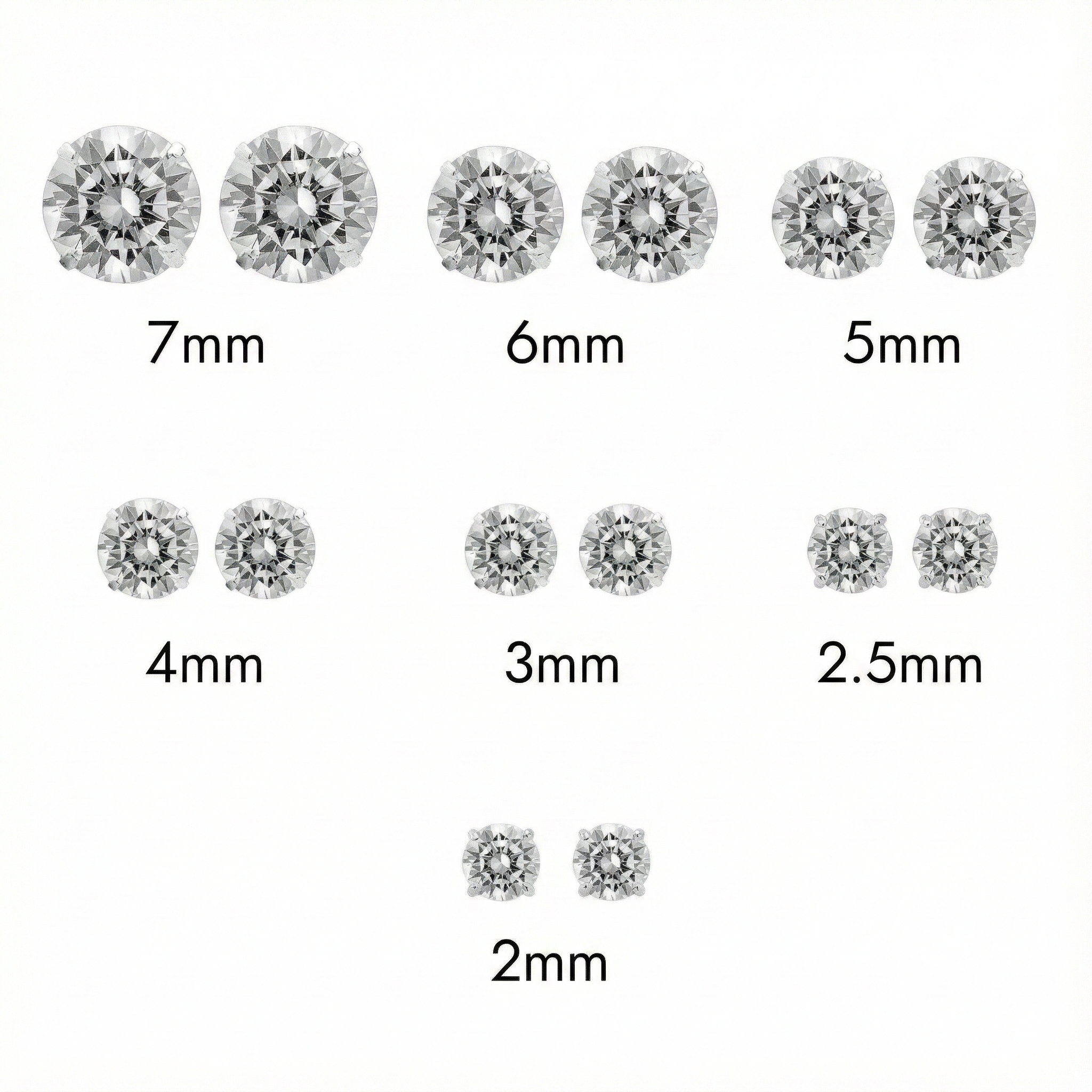 Rhodium Plated 925 Sterling Silver Round Lab Grown Diamonds Push Back Earring