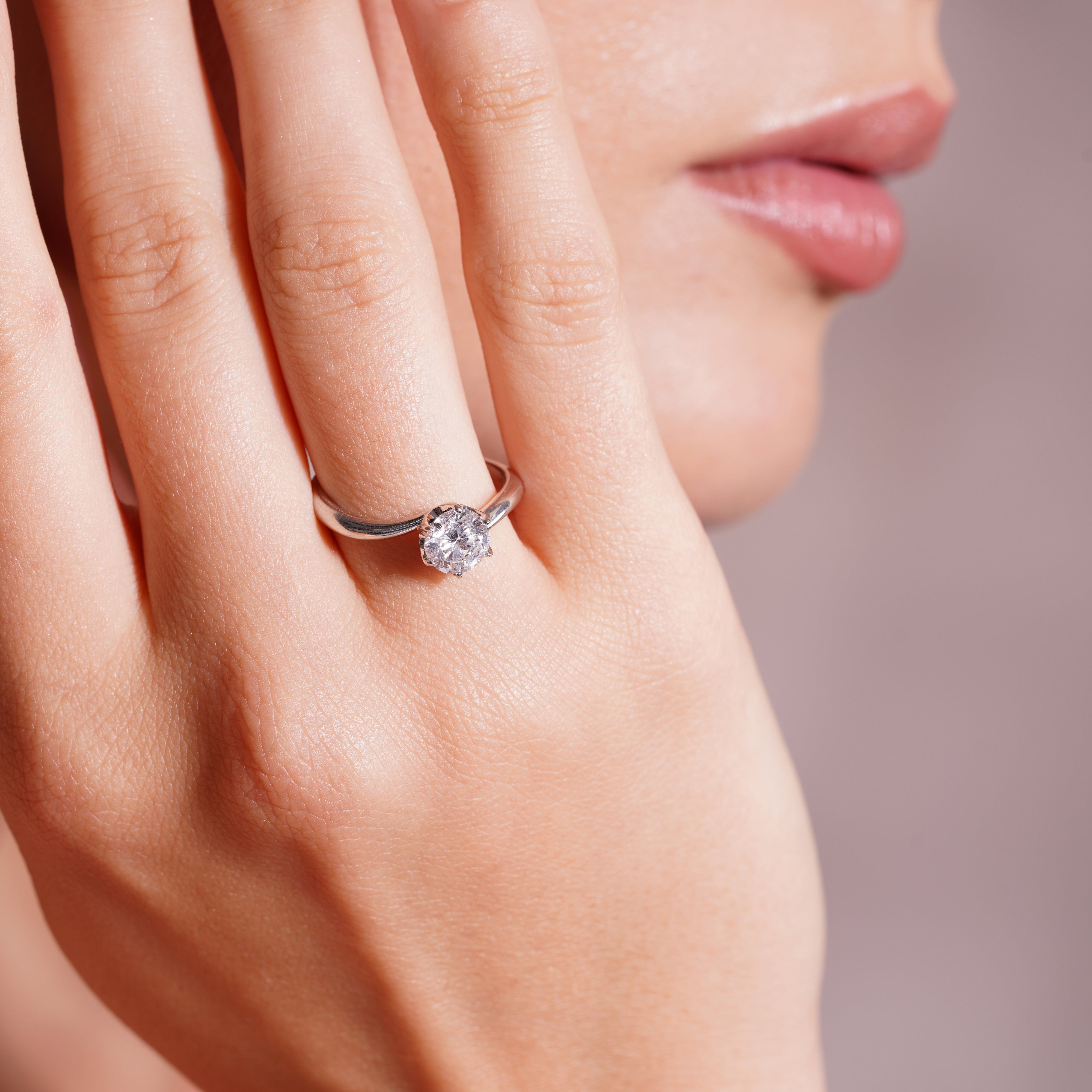 Rhodium Plated 925 Sterling Silver Round Lab Grown Diamond Twist Engagement Ring - LGMR00013