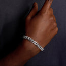 Pulsera o collar de moissanita cubana Miami de 9,5 mm con baño de rodio en plata de ley 925 - MGMB00089