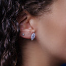 Sterling Rhodium Plated 925 Sterling Silver Moissanite Stone Marquise Earring - MGME00005