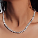 Collar de tenis con halo de moissanita en plata de ley 925 rodiada - MGMN00004