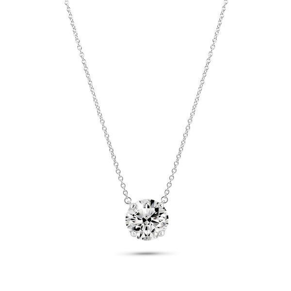 Rhodium Plated 925 Sterling Silver Moissanite Stone Solitaire Necklace - MGMN00015