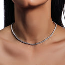 Rhodium Plated 925 Sterling Silver Moissanite Stone 3mm Tennis Necklace - MGMN00016