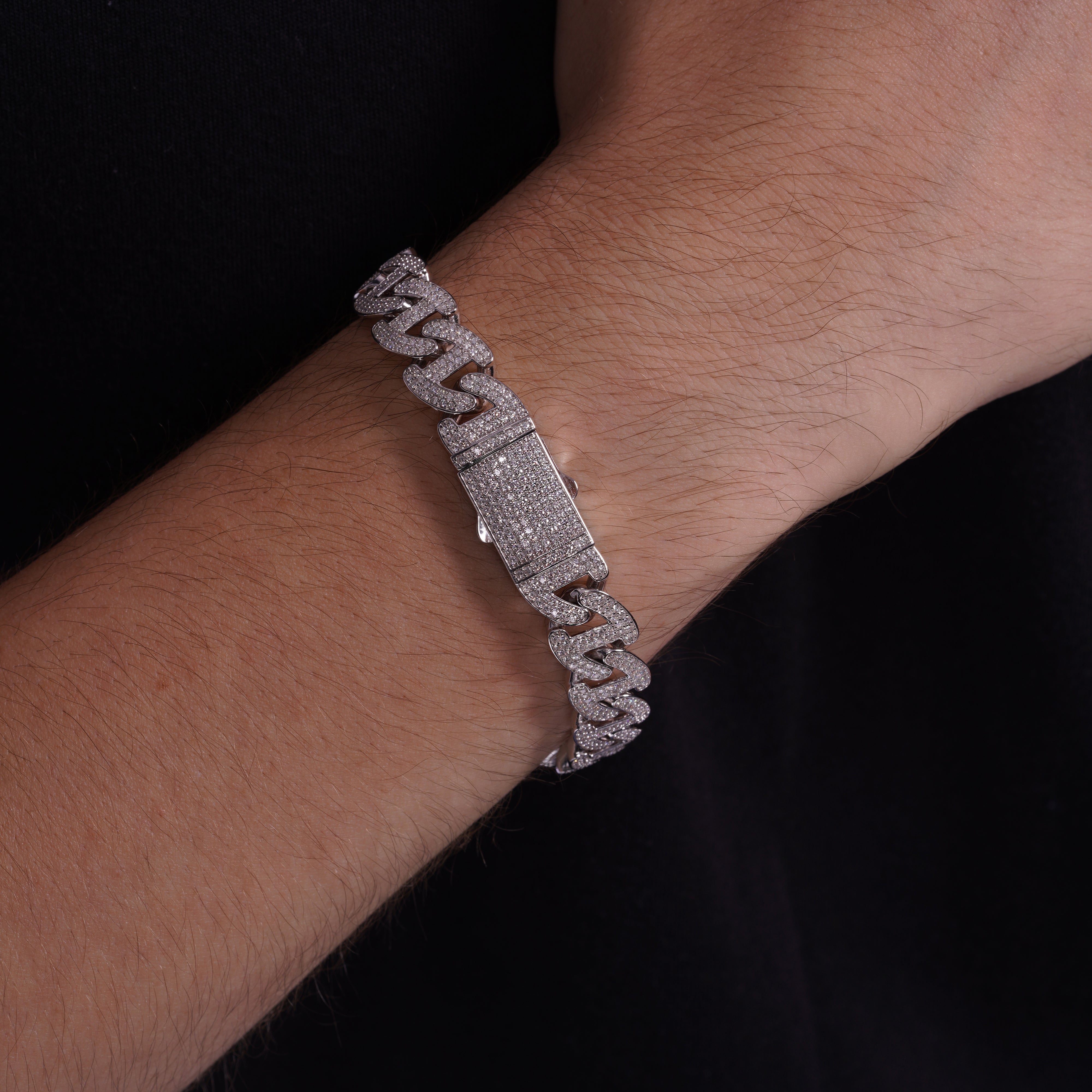 Collar de tenis con halo de moissanita en plata de ley 925 rodiada - MGMN00004