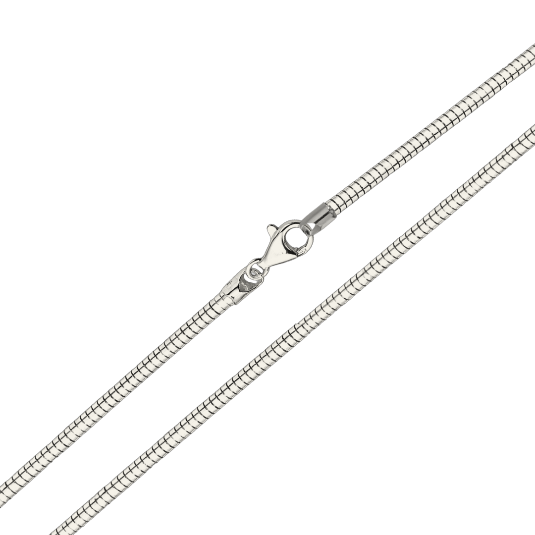 Cadena redonda omega de plata de ley 925