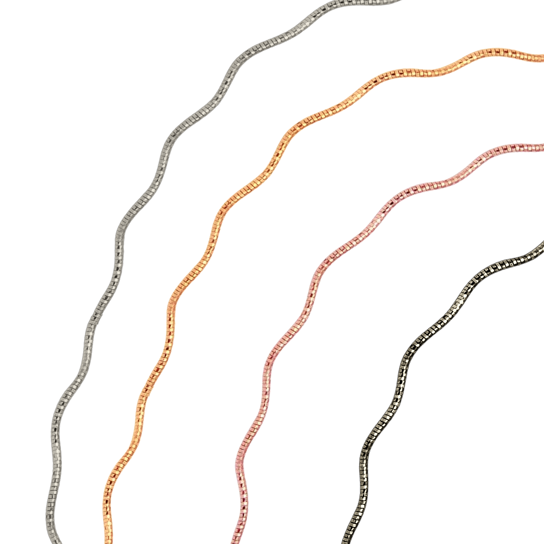 925 Sterling Silver One Layer Wave Omega Spring Chain