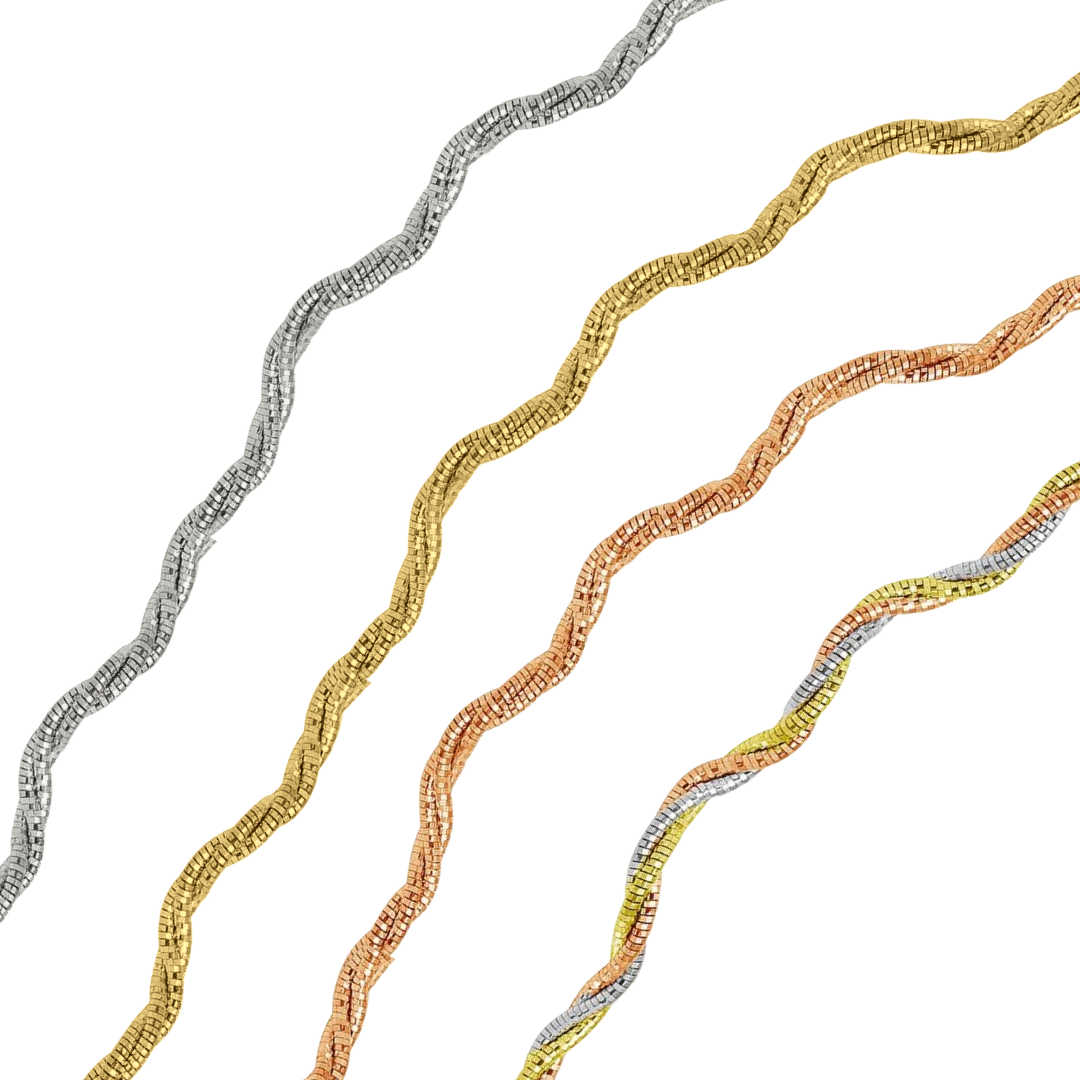 925 Sterling Silver Three Layer Wave Omega Spring Chain