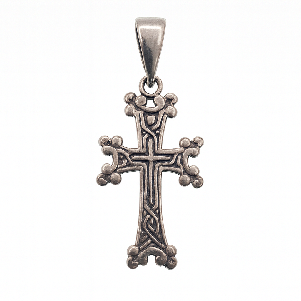 Oxidized 925 Sterling Silver Ornate Cross with Intricate Detailing 16.7mm x 31.8mm Pendant - OXP00054