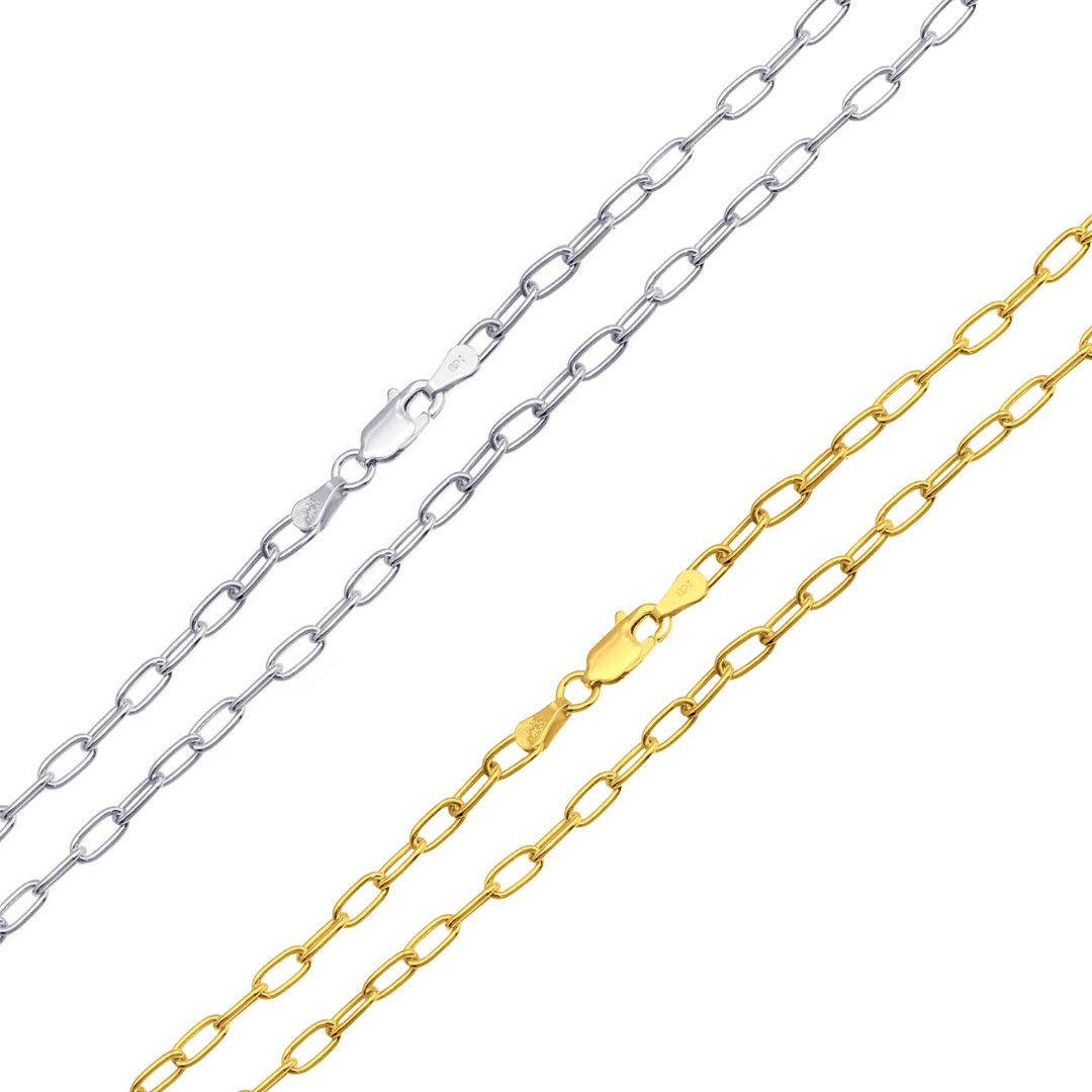 925 Sterling Silver Oval Paperclip Link Chain or Bracelet