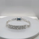 925 Sterling Silver Curb 7.5mm Nugget ID Bracelet - CDIB00027
