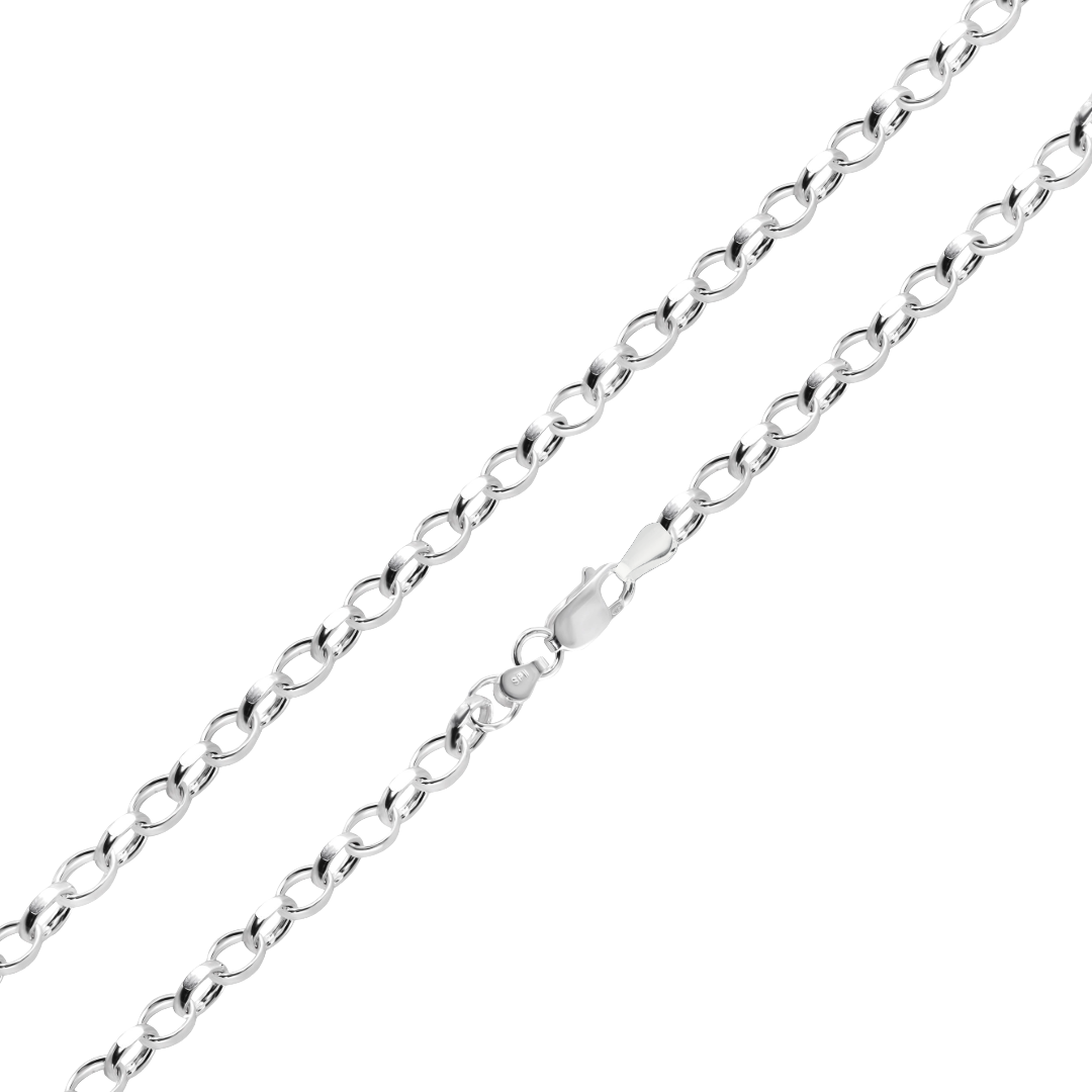 925 Sterling Silver Diamond Cut 4 Sided Oval Rolo Chains