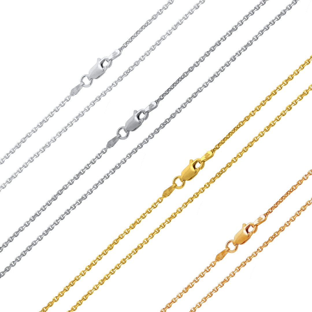 925 Sterling Silver Diamond Cut Round Rolo Chain