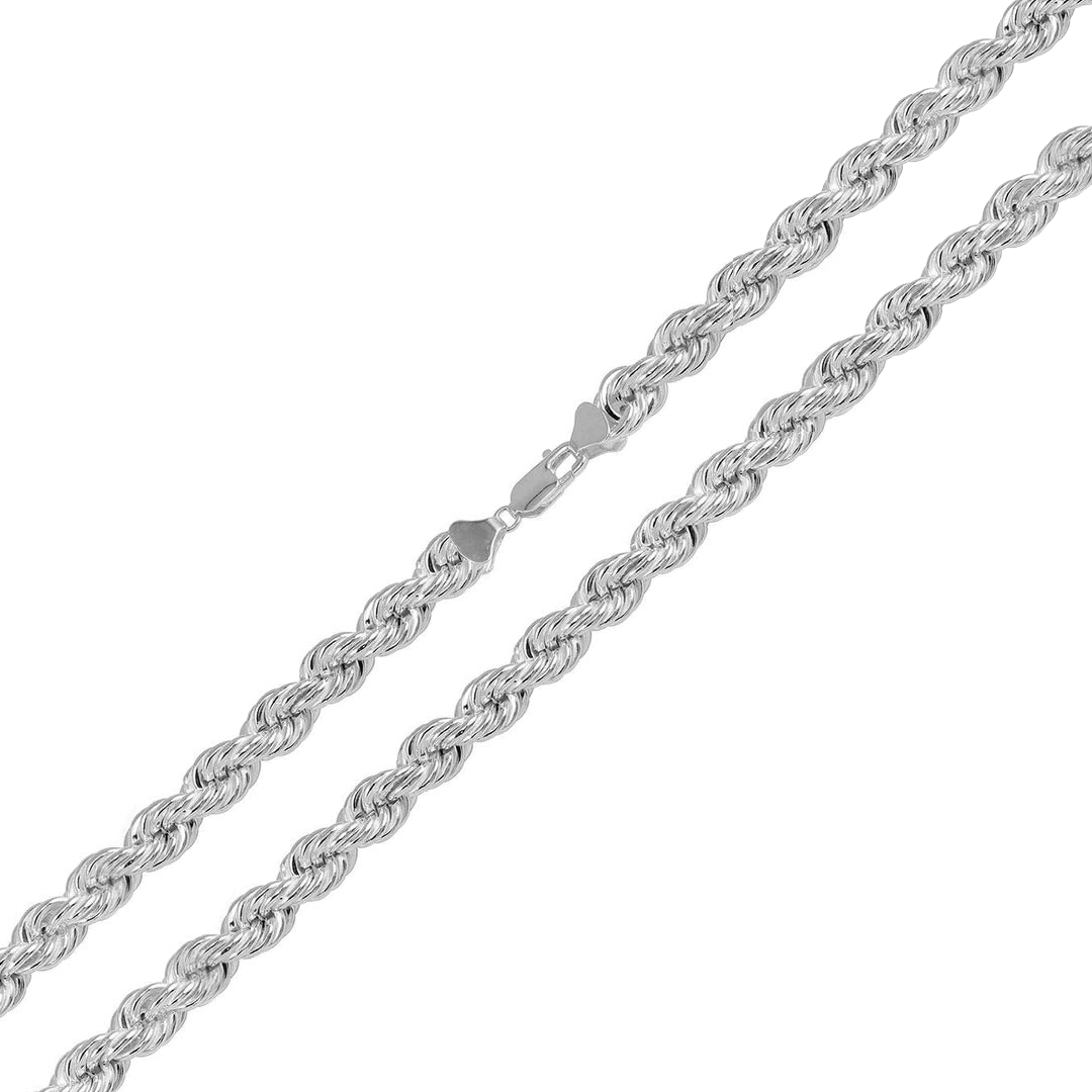 925 Sterling Silver Diamond Cut Hollow Rope Chain