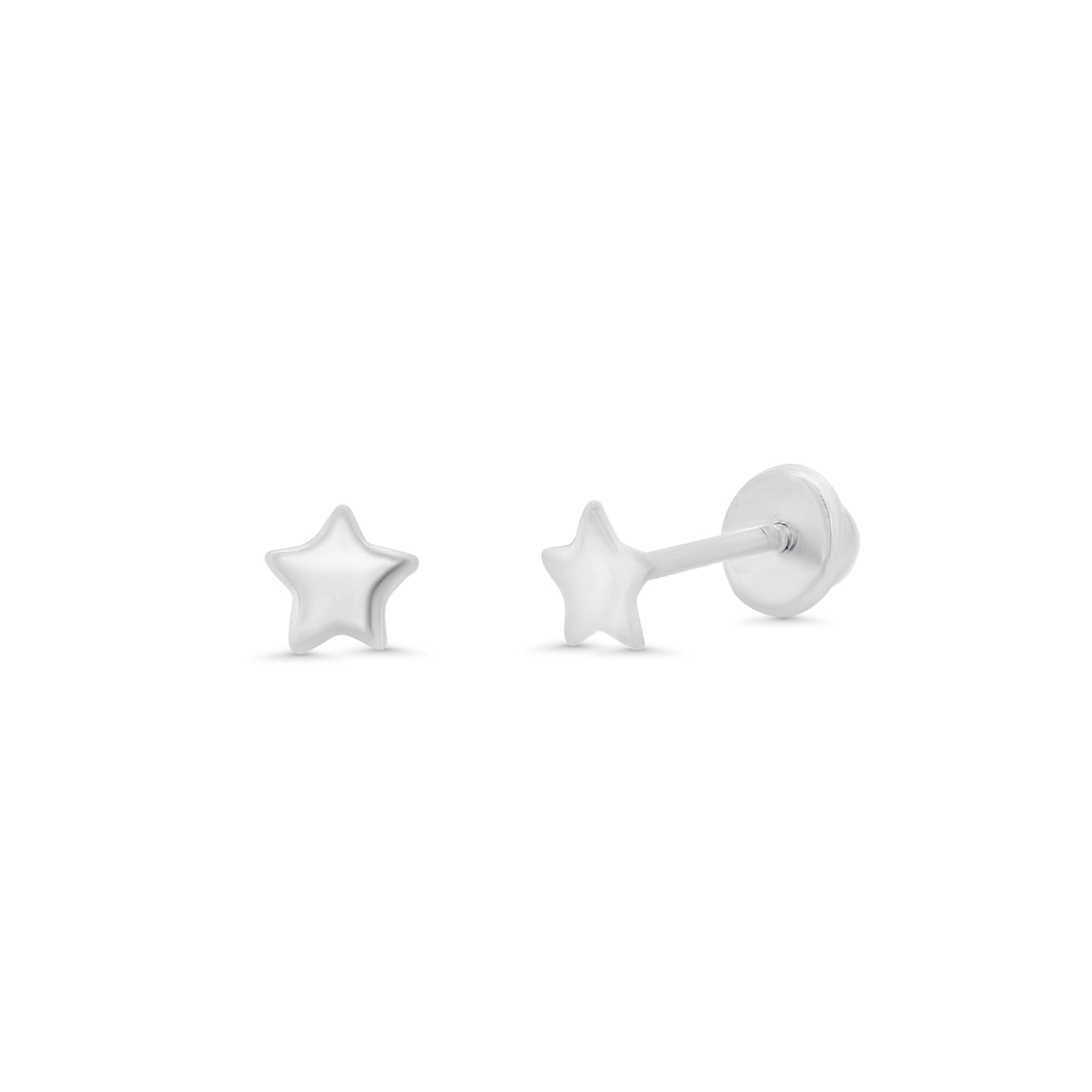 High Polished 925 Silver Mini Star Earrings - SIL00013