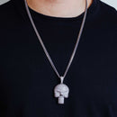 Colgante hip hop de calavera con incrustaciones de circonitas cúbicas en plata de ley 925 rodiada - SLP00252