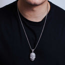 Colgante hip hop de calavera con incrustaciones de circonitas cúbicas en plata de ley 925 rodiada - SLP00253