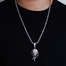 Colgante hip hop con calavera de circonita cúbica en plata de ley 925 rodiada - SLP00256