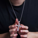 Colgante hip hop con cruz de circonitas cúbicas en plata de ley 925 rodiada - SLP00263