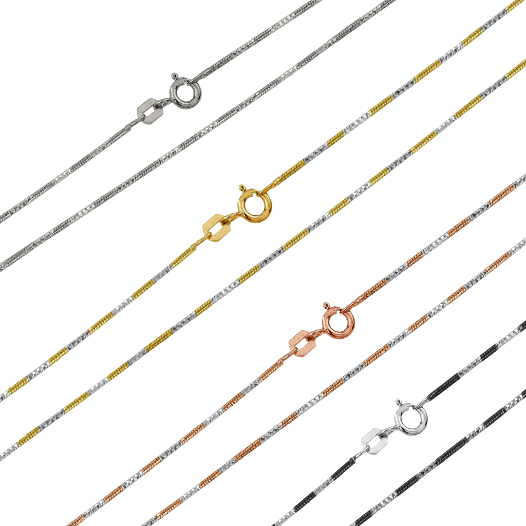 925 Sterling Silver Diamond Cut Twisted Alternated Snake Chain