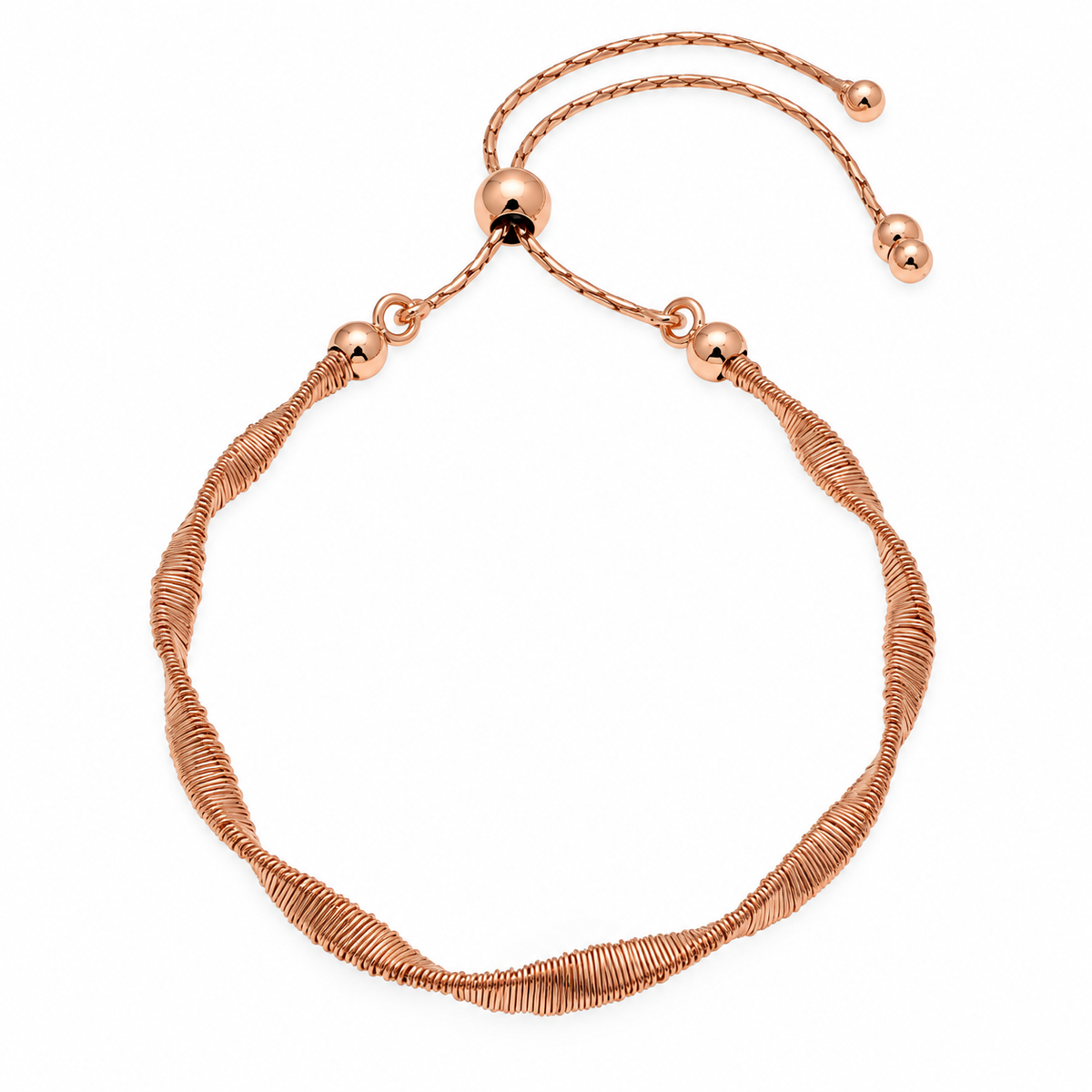 Final Price-Rose Gold Plated 925 Silver Italian Twisted Mesh Bracelet - SPB00046