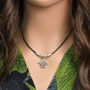 Collar de caucho con caracteres chinos de amor en plata de ley 925 - SPN00003