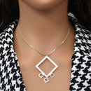 Collar colgante de múltiples cuadrados en plata de ley 925 de alto brillo - SPN00016