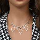 Collar de plata de ley 925 con múltiples diamantes y tubo de alto brillo - SPN00023