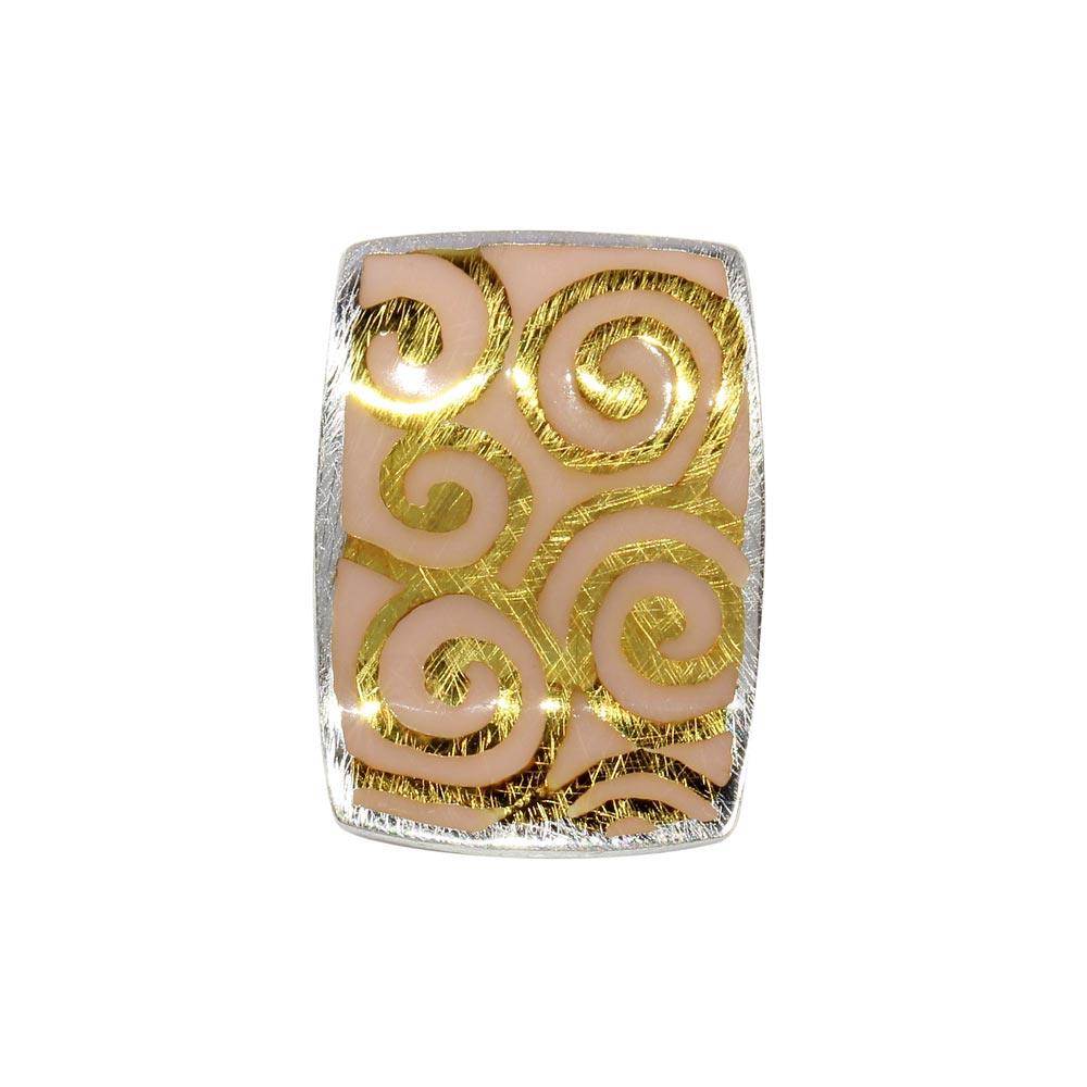 Clearance-925 Sterling Silver Matte Finish Enamel Gold Filigree Design Pendant - SPP00013
