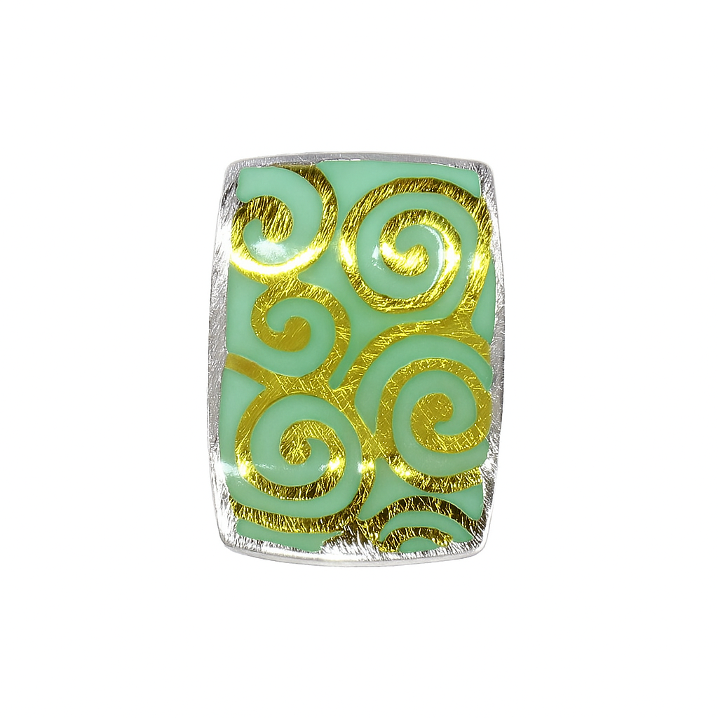Clearance-925 Sterling Silver Matte Finish Enamel Gold Filigree Design Pendant - SPP00013