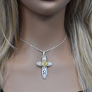 Clearance-Sterling Silver Matte Finish 2 Tone Filigree Cross -SPP00037