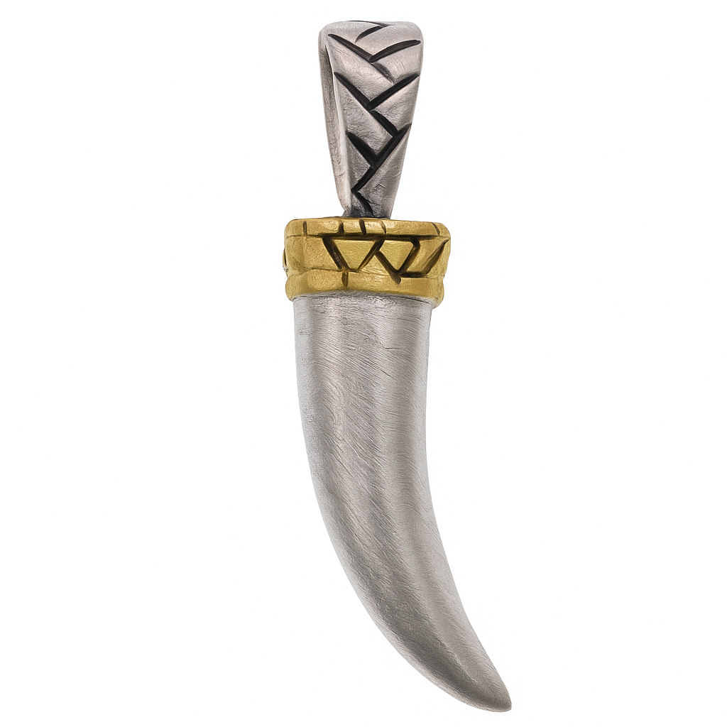 Clearance - 925 Sterling Silver Gold Plated Matte Finish Italian Horn Pendant - SPP00078