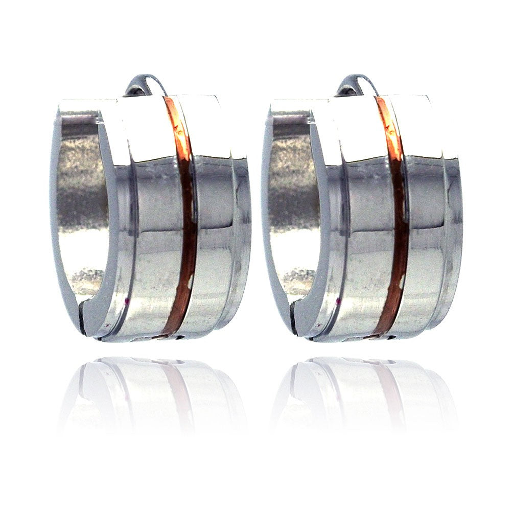 Rose Gold & Rhodium Plated Stainless Steel Huggie Earring - SSE00002