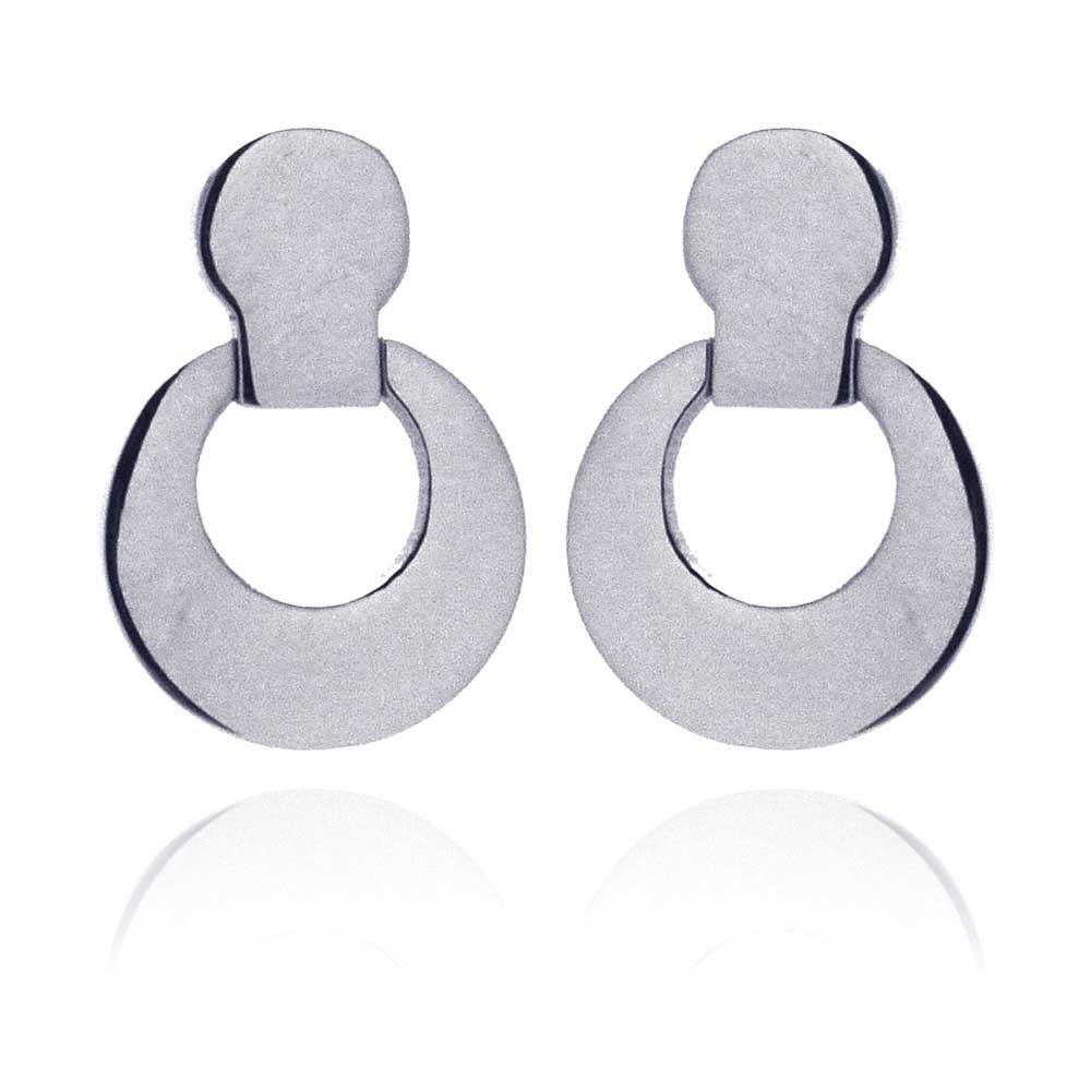 Rhodium Plated Stainless Steel Open Circle Stud Earrings - SSE00017