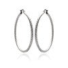 Rhodium Plated Stainless Steel Twisted Hoop Earrings - SSE00068
