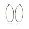 Rhodium Plated Stainless Steel Twisted Hoop Earrings - SSE00068