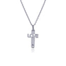 Rhodium Plated Stainless Love Cross Necklace - SSN00022