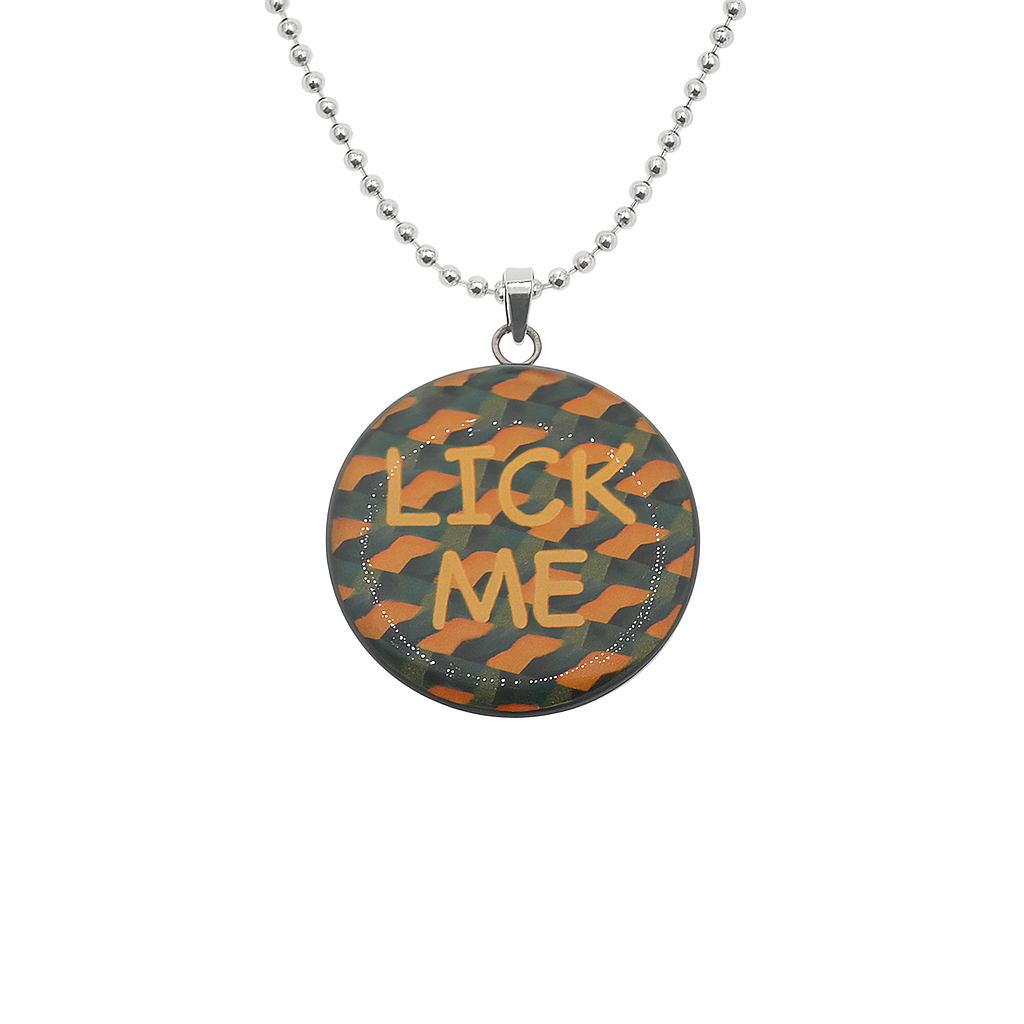 Collar con colgante de disco "Léeme" de acero inoxidable rodiado - SSN00046