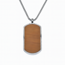 Rhodium Plated Stainless Tiger Eye Dog Tag Pendant Necklace - SSN00048