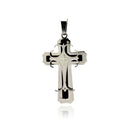 Black & Rhodium Plated Stainless Steel Layered Cross Pendant - SSP00172