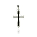 Black & Rhodium Plated Stainless Steel Simple & Sleek Cross Pendant - SSP00173