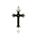Black & Rhodium Plated Stainless Steel Double Layer Cross Pendant - SSP00175