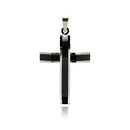 Black & Rhodium Plated Stainless Steel Bulky Cross Pendant - SSP00198