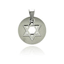 Rhodium Plated Stainless Steel Round Star of David Pendant - SSP00227