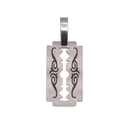 Rhodium Plated Stainless Steel Tribal Razor Blade  Pendant - SSP00521