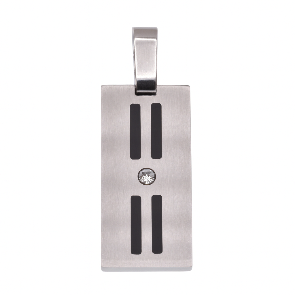 Rhodium Plated Stainless Black Quadruple Bar Pendant - SSP00524